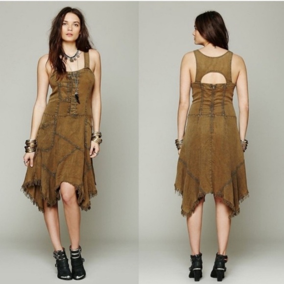 Free People Tencel Washed Apron Dress Sz XS - Picture 7 of 11